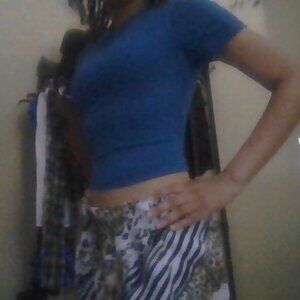 Ribbed blue, tight, slim crop top.